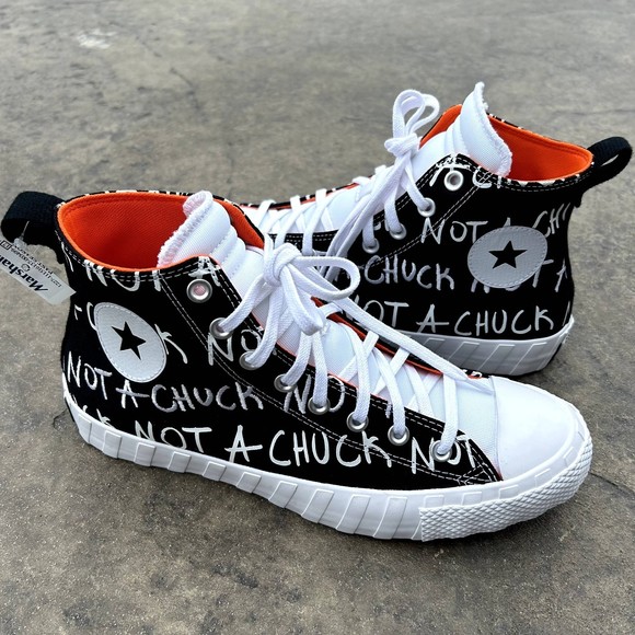 CONVERSE BLACK/WHITE MEN CANVAS NOT A CHUCK HIGH TOP BASKETBALL SNEAKERS NEW - Picture 2 of 14